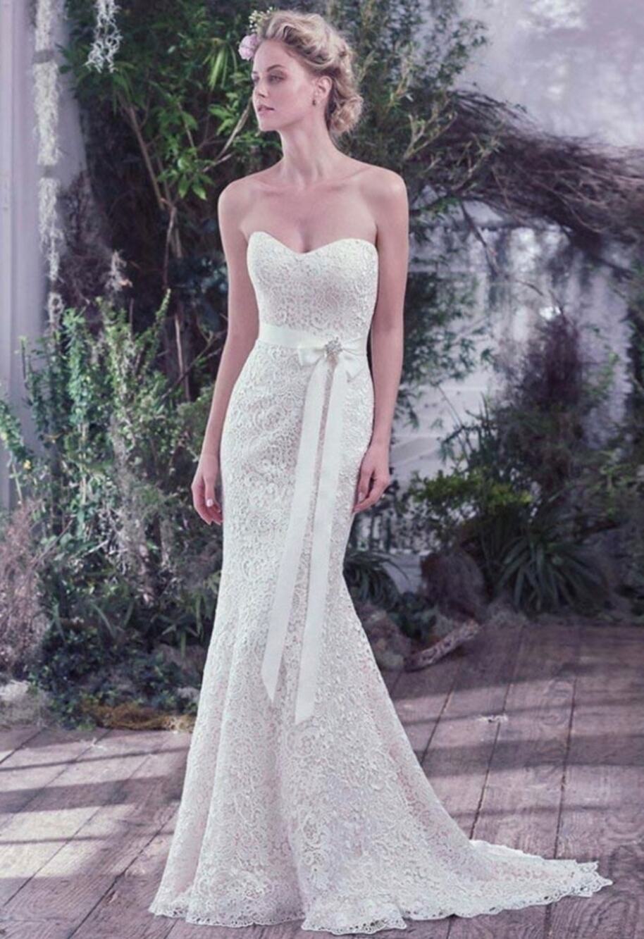 Maggie Sottero Ivory Lottie Guipure Lace Gown - 12
